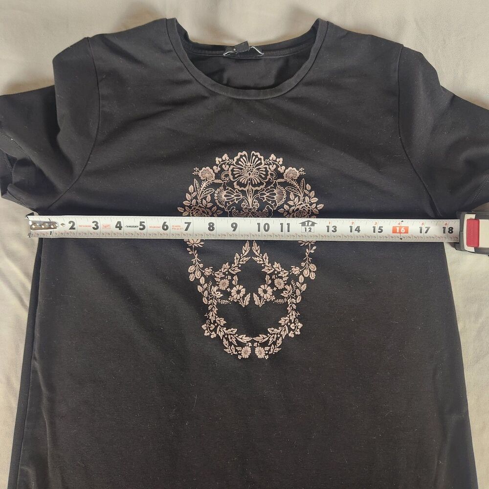 SAINT + SOFIA Womens Size 8 Black Short Sleeve Skull Dress - Picture 5 of 7